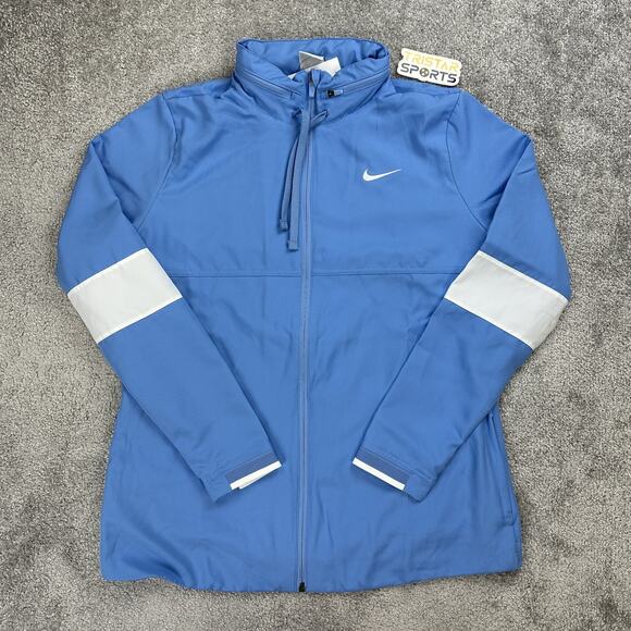 Nike Dri-Fit Full Zip Jacket Womens Large Lightweight Hooded CJ1796-453 - Picture 1 of 10